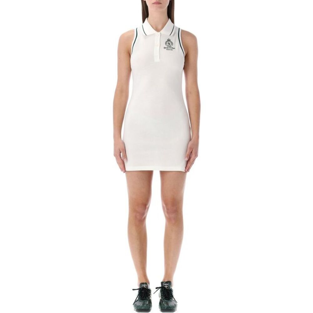 SPORTY & RICH Sporty Ribbed Polo Mini Dress Women WHITE FORSET Dresses